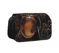 YKLJG Cool Drum Set Print Flip-Top Pencil Case Pen Organiser with 2 Zipper Compartments, Large Capacity Makeup Bags for School, Travel & Office