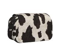 YKLJG Cow Fur Print Print Flip-Top Pencil Case Pen Organiser with 2 Zipper Compartments, Large Capacity Makeup Bags for School, Travel & Office