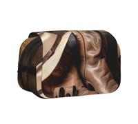 YKLJG Cowboy Black Hat Western Boots Print Flip-Top Pencil Case Pen Organiser with 2 Zipper Compartments, Large Capacity Makeup Bags for School, Travel & Office