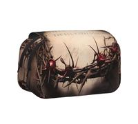 YKLJG Crown of Thorns Art Print Flip-Top Pencil Case Pen Organiser with 2 Zipper Compartments, Large Capacity Makeup Bags for School, Travel & Office