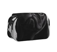 YKLJG Cute Black Pug Dog Print Flip-Top Pencil Case Pen Organiser with 2 Zipper Compartments, Large Capacity Makeup Bags for School, Travel & Office