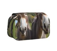 YKLJG Cute Donkeys Print Flip-Top Pencil Case Pen Organiser with 2 Zipper Compartments, Large Capacity Makeup Bags for School, Travel & Office