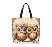 YKLJG Cute Owls Printed Reusable Grocery Tote Bag with Zipper - Large-Capacity Waterproof Shopping Bags Shoulder Bag