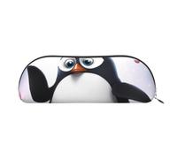 YKLJG Cute Penguins Print Leather Pencil Case with Silver Zipper, PVC Half-Circle Stationery Pouch Organizer for School Office Travel