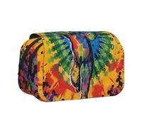 YKLJG Dancing Tie Dye Print Flip-Top Pencil Case Pen Organiser with 2 Zipper Compartments, Large Capacity Makeup Bags for School, Travel & Office