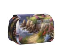 YKLJG Diamond Painting Print Flip-Top Pencil Case Pen Organiser with 2 Zipper Compartments, Large Capacity Makeup Bags for School, Travel & Office