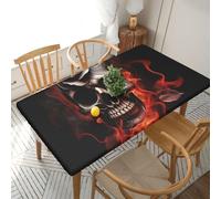 YKLJG Fire Skull Rose Printed Tablecloth 5ft Table Cover 76x152 CM Rectangle Waterproof Washable Tablecloths Protector for Dining Tables