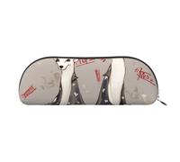 YKLJG French Fashion Model Ferrets Print Leather Pencil Case with Silver Zipper, PVC Half-Circle Stationery Pouch Organizer for School Office Travel