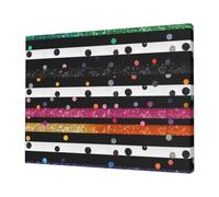 YKLJG Glitter Rainbow Polka Dot and Black White Stripe Printed Wall Art Canvas Prints 40x30 CM Wooden Framed Picture Painting Artwork for Bedroom Kitchen Home Office Decor