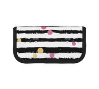 YKLJG Glitter Rainbow Polka Dot Stripe Black and White Print Pencil Case Storage Pencil Bag Pen Pouch for School & Office Supplies