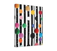 YKLJG Glitter Rainbow Polka Dot Stripe Black and White Printed Wall Art Canvas Prints 20x25 CM Wooden Framed Picture Painting Artwork for Bedroom Kitchen Home Office Decor