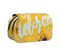 YKLJG Goodlooking Hello Sunshine Print Flip-Top Pencil Case Pen Organiser with 2 Zipper Compartments, Large Capacity Makeup Bags for School, Travel & Office