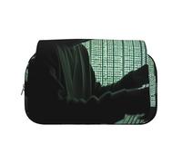 YKLJG Hacker Attack Print Flip-Top Pencil Case Pen Organiser with 2 Zipper Compartments, Large Capacity Makeup Bags for School, Travel & Office