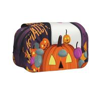 YKLJG Happy-Halloween-Day-Trick-Or-Treat Print Flip-Top Pencil Case Pen Organiser with 2 Zipper Compartments, Large Capacity Makeup Bags for School, Travel & Office
