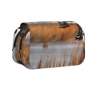 YKLJG Hunting Flying Wild Duck 3 Print Flip-Top Pencil Case Pen Organiser with 2 Zipper Compartments, Large Capacity Makeup Bags for School, Travel & Office