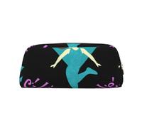 YKLJG I Love Gymnastics Print Leather Pencil Case with Gold Zipper, PVC Stylish Stationery Pouch Organizer for School, Office, or Travel