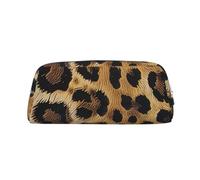 YKLJG Leopard Pattern Print Leather Pencil Case with Silver Zipper, PVC Stylish Stationery Pouch Organizer for School, Office, or Travel