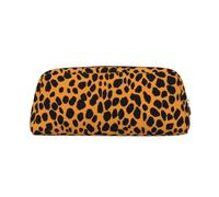 YKLJG Leopard Printed Print Leather Pencil Case with Silver Zipper, PVC Stylish Stationery Pouch Organizer for School, Office, or Travel
