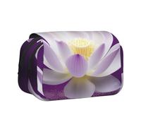 YKLJG Lotus Flower Purple Print Flip-Top Pencil Case Pen Organiser with 2 Zipper Compartments, Large Capacity Makeup Bags for School, Travel & Office