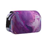 YKLJG Marble Purple Colorful Print Flip-Top Pencil Case Pen Organiser with 2 Zipper Compartments, Large Capacity Makeup Bags for School, Travel & Office