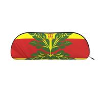 YKLJG Native Hawaiian Flag Print Leather Pencil Case with Silver Zipper, PVC Half-Circle Stationery Pouch Organizer for School Office Travel
