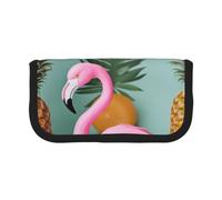 YKLJG Pink Flamingo Pineapples Print Pencil Case Storage Pencil Bag Pen Pouch for School & Office Supplies