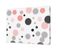 YKLJG Pink Gray White Modern Polka Dot Pattern Printed Wall Art Canvas Prints 40x30 CM Wooden Framed Picture Painting Artwork for Bedroom Kitchen Home Office Decor