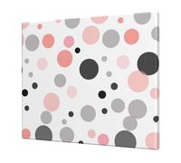 YKLJG Pink Gray White Modern Polka Dot Pattern Printed Wall Art Canvas Prints 60x50 CM Wooden Framed Picture Painting Artwork for Bedroom Kitchen Home Office Decor
