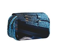 YKLJG Programmer Programming Code Print Flip-Top Pencil Case Pen Organiser with 2 Zipper Compartments, Large Capacity Makeup Bags for School, Travel & Office