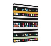 YKLJG Rainbow Polka Dot and Black White Stripe Printed Wall Art Canvas Prints 20x25 CM Wooden Framed Picture Painting Artwork for Bedroom Kitchen Home Office Decor