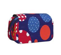 YKLJG red White Polka dot Print Flip-Top Pencil Case Pen Organiser with 2 Zipper Compartments, Large Capacity Makeup Bags for School, Travel & Office
