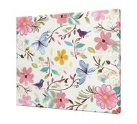 YKLJG Romantic Fancy Floral Birds Butterfly Printed Wall Art Canvas Prints 60x50 CM Wooden Framed Picture Painting Artwork for Bedroom Kitchen Home Office Decor