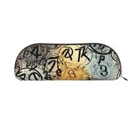 YKLJG Supernatural Inspiration Print Leather Pencil Case with Gold Zipper, PVC Half-Circle Stationery Pouch Organizer for School Office Travel