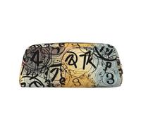 YKLJG Supernatural Inspiration Print Leather Pencil Case with Gold Zipper, PVC Stylish Stationery Pouch Organizer for School, Office, or Travel
