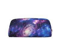 YKLJG Universe Galaxy Star Space Print Leather Pencil Case with Silver Zipper, PVC Stylish Stationery Pouch Organizer for School, Office, or Travel