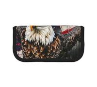 YKLJG USA Flag Eagle Print Pencil Case Storage Pencil Bag Pen Pouch for School & Office Supplies