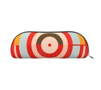 YKLJG Vector Design Target Print Leather Pencil Case with Silver Zipper, PVC Half-Circle Stationery Pouch Organizer for School Office Travel