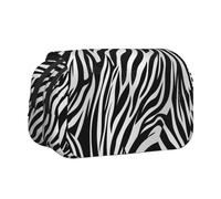 YKLJG Zebra Print Print Flip-Top Pencil Case Pen Organiser with 2 Zipper Compartments, Large Capacity Makeup Bags for School, Travel & Office