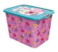 YKM’S Peppa Pig Storage Box 23L - Licensed Toy Organizer Bin for Kids with Lid, Durable Plastic Storage Solution