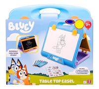 YKM'S Bluey Table Top Easel 2-in-1 Chalk Drawing Board Kids Art Set Crayons Colouring Sheets Stickers Foldable Creative Toy