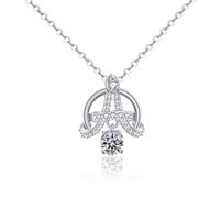 YKMYXZ, 0.5ct D Color VVS1 Round Cut Moissanite Diamond Necklaces,925 Sterling Silver Tower Necklaces, Jewelry Gifts for Women with Certificate(Clear)