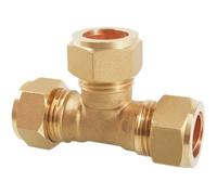 YKMYXZ, 1PC Fit 6 8 10 12 14 15 16 18 19 20 22 25 28mm Tube Compression Union Brass Pipe Fitting Tee 3 Ways Connector Water Gas Oil(22mm)