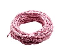 YKMYXZ, 2 Core 2x0.75mm Vintage Fabric Twisted Textile Cable Braided House Lighting Electrical Wire Woven Pendant Lamp Cord(Pink,2meter)