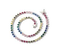 YKMYXZ, 4 * 4MM Colorful Tennis Necklace for Women 18K Gold Plated Heart Cut Lab Gold Diamond Necklace Chain CZ Necklaces for Women Party Prom Jewelry Necklaces
