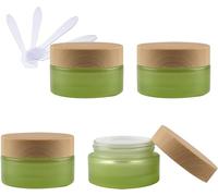 YKMYXZ, 4 PC 50ml Empty Green Glass Cosmetic Jars with Screw Lid, 50g Small Containers Storage Pot for Cosmetic Travel + 4X Spatula(30ml)
