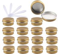 YKMYXZ, 48 PC 10ml Blue Empty Round Aluminium Tins with Screw Lids Storage Jars Cosmetics Containers Pots with 6 Spatula(Gold,10ml)