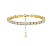 YKMYXZ, 4MM Round Cut Pink Tennis Bracelets for Women S925 Sterling Silver Classic Lab Grown Diamond Tennis Bracelet(White Gold)