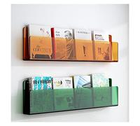 YKMYXZ acrylic shelves， Wall Mount Bookshelf Bathroom Floating Shelves Organizer for Office Waiting Room Home Display(Orange+bul(Orange+green,L39xW2xH6IN)