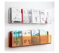 YKMYXZ acrylic shelves， Wall Mount Bookshelf Bathroom Floating Shelves Organizer for Office Waiting Room Home Display(Orange+bul(Clear+orange,L15xW2xH6IN)