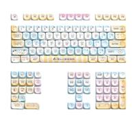 YKMYXZ, Animal Keycap 120keys Heat Sublimated Keycap Set For Mechanical Keyboards Switches Keycaps Replacement(White and Blue Seaside)